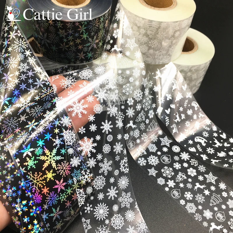 1roll 100m Christmas Nail Foils Transfer Paper Holographic Nails Design Nail Art Stickers  Xmas Laser Nails Tattoo DIY Decals