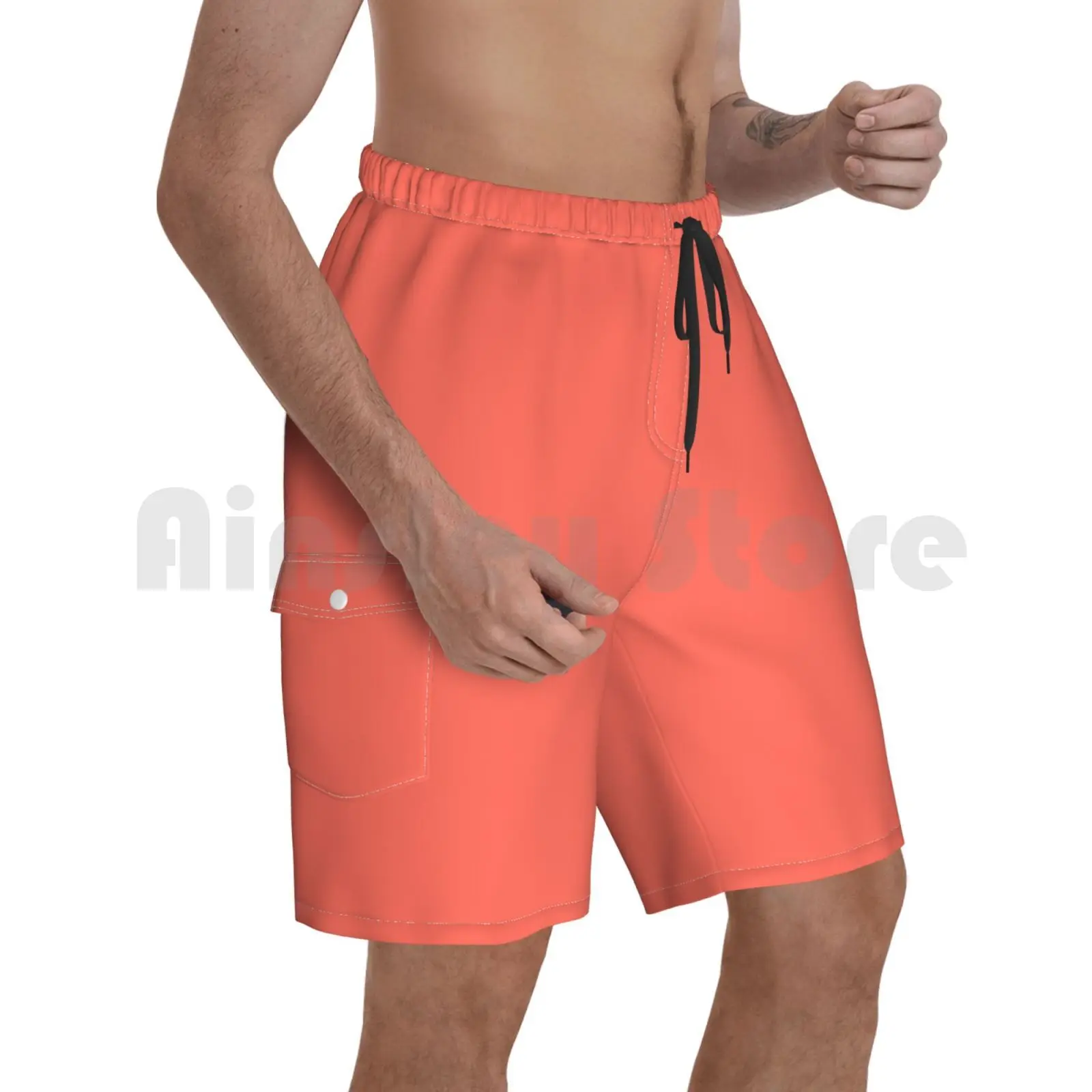 Пляжные шорты однотонные горечь 100 коралловые и лососевые оттенки на подушках