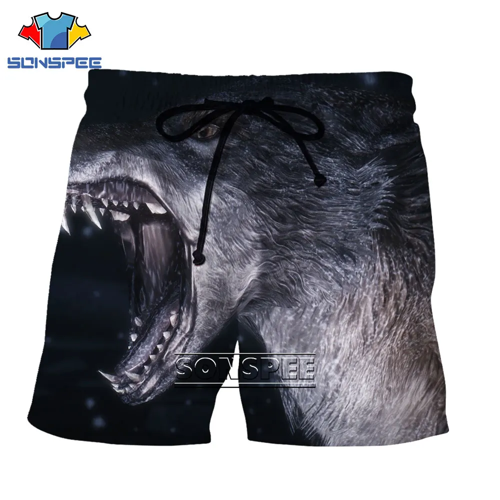 

SONSPEE Summer 3D Wolf Animal Shorts Men Women Shorts Harajuku Passionate Funny Fierce Cool BeachSnowfield Shorts Men Short