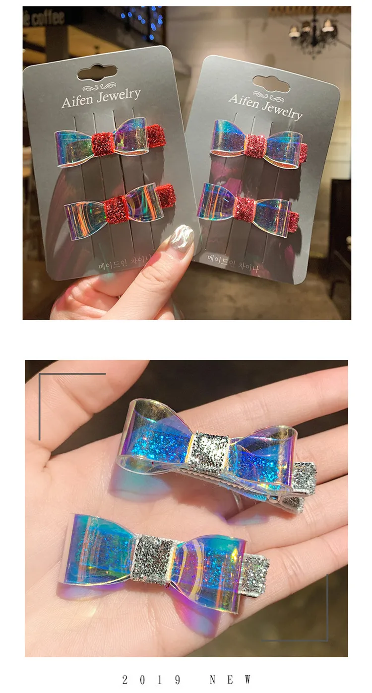 1 шт./2 шт. прозрачные цветные заколки для волос с бантом для женщин, повязка на голову для девочек, принцесса шпильки, заколки для волос, модные аксессуары для волос