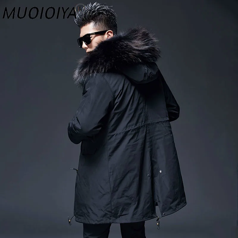 

MUOIOYIA Real Fur Coat Men WIinter Jacket Parka Hombre Racoon Fur Liner Plus Size Long Coat Manteau Homme Hiver MC18C035 KJ1205