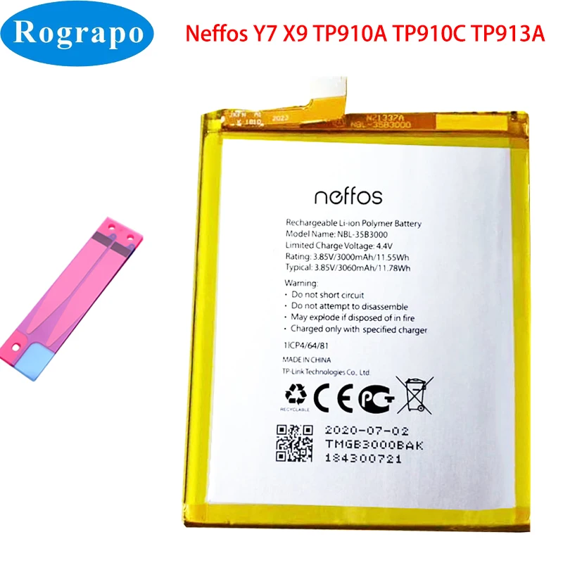 Новинка 3000 мАч телефон Оригинальная батарея для телефона Neffos C7 Y7 X9 TP910A TP910C TP913A -