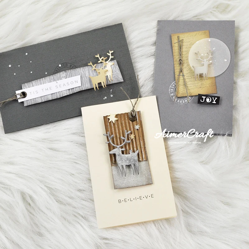 Маленькая елка олень рождественские металлические Вырубные штампы трафарет для