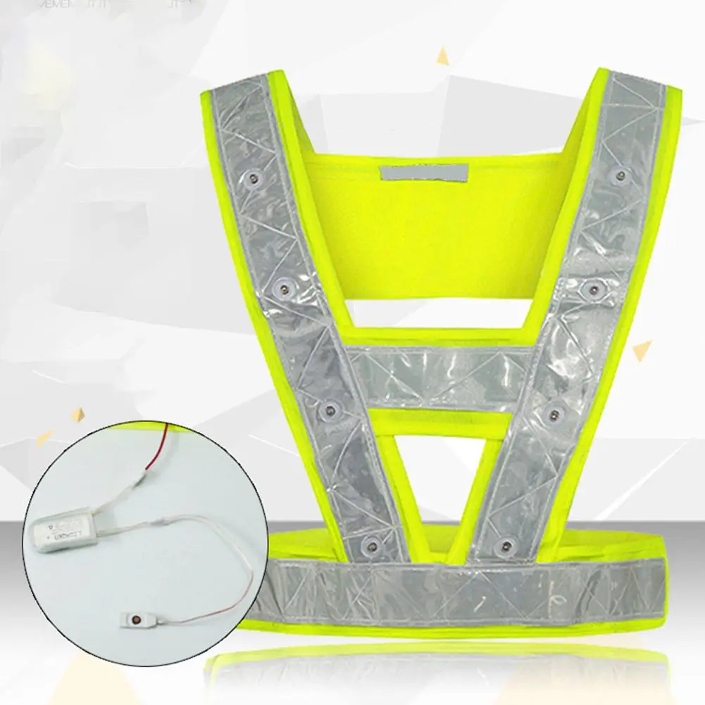 LED Light Up Safety Reflective Stripes Vest Traffic Night Warning Clothing led safety vest with Red | Освещение