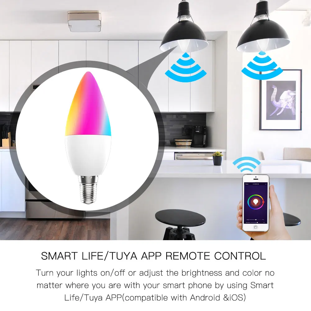 Умная WiFi Светодиодная лампа RGB 2700 6500K C + W 4 5 с регулируемой яркостью Smart Life Tuya APP
