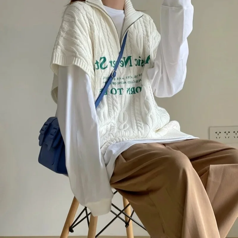 

Женский жилет с буквенным принтом, без рукавов, с V-образным вырезом