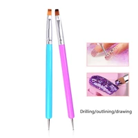1pcs nail art pen 2 in 1 double ends dotting drawing painting uv gel liner polish brush set nail art dotting tools