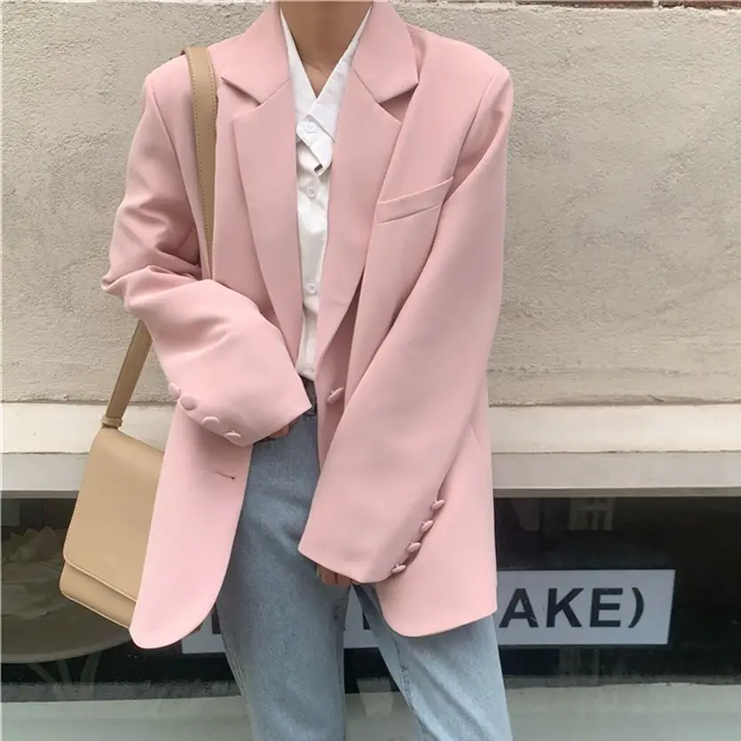 Новинка 2021 элегантные свободные Стильные пиджаки HziriP лидер продаж однотонные