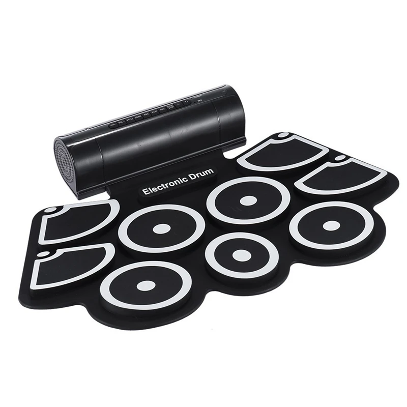 

Portable Roll up Electronic USB MIDI Drum Set Kits 9 Pads Built-in Speakers Foot Pedals Drumsticks USB Cable For Practice