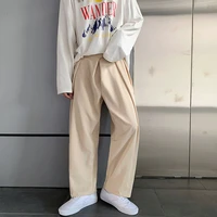 korean straight wide leg pants mens fashion solid color business casual dress pants mens loose social men suit pants m 2xl