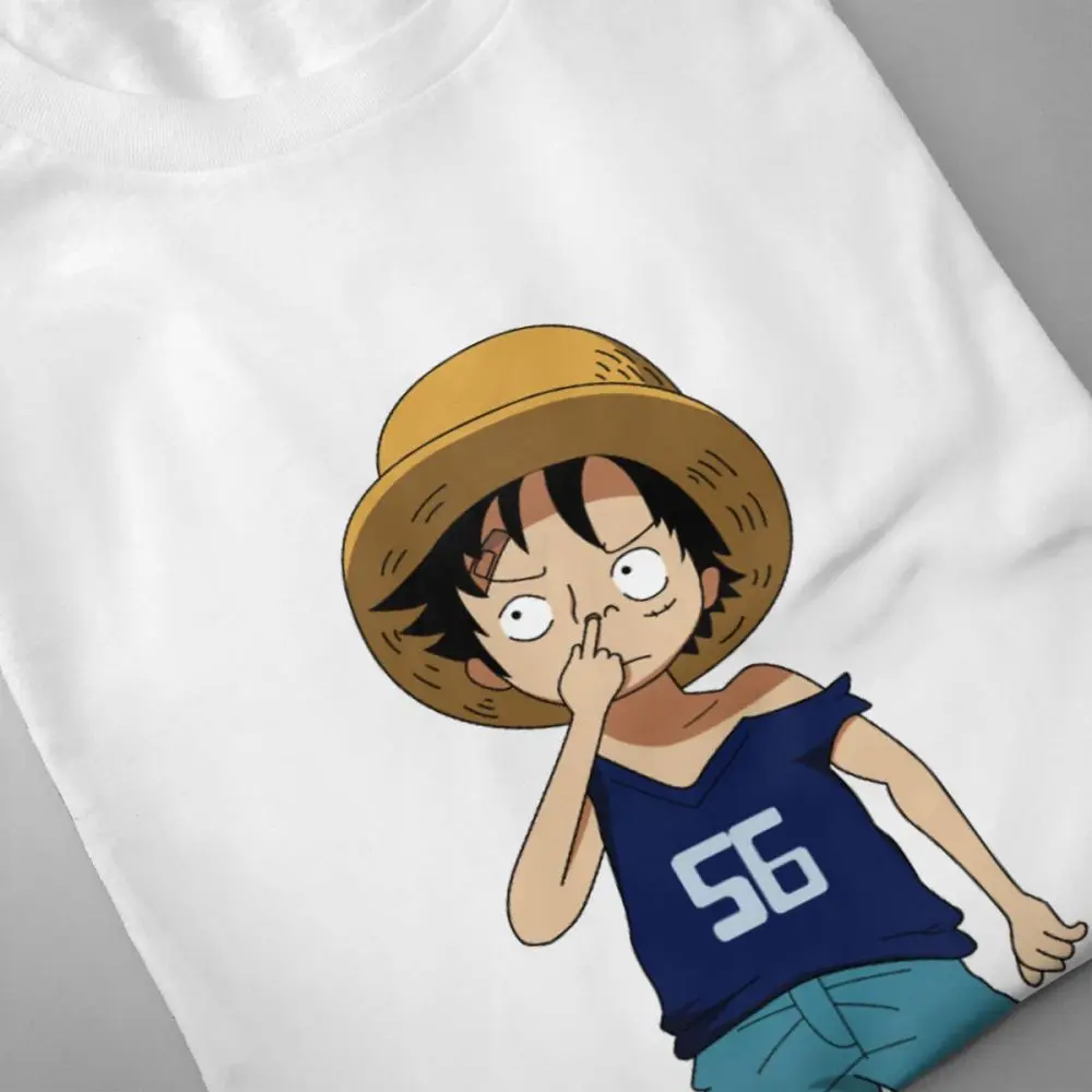 Классическая цельная футболка с круглым вырезом Luffy снимая его нос Новое