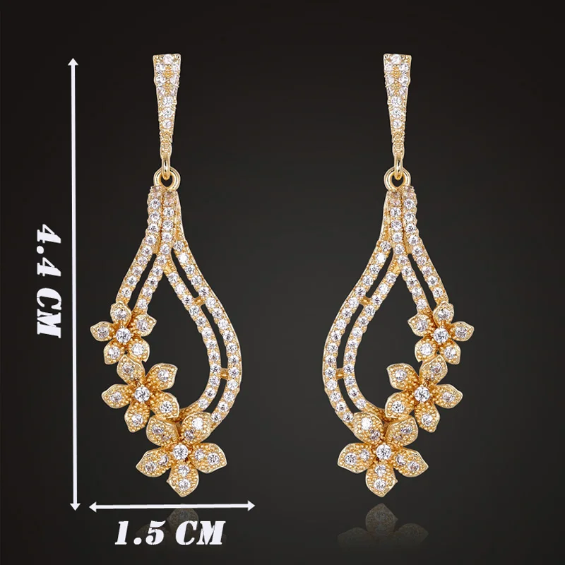 

Vanifi Fashion Jewelry Beautiful Graceful Water Drop Flower Stud Earrings for Woman Bridal Zircon Full Micro Plated Best Gifts