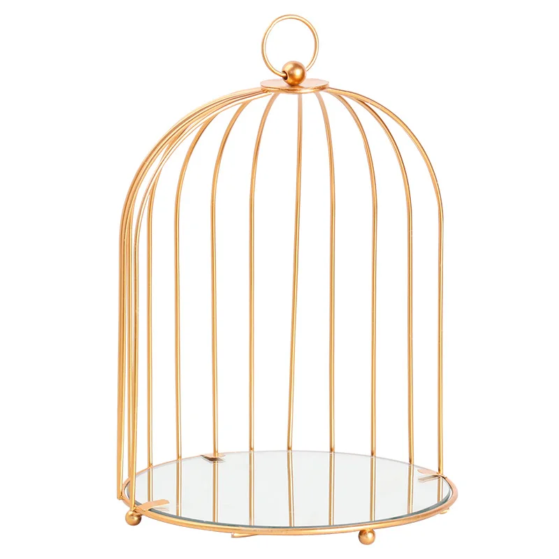 

Nordic Birdcage Makeup Organization Multi-layer Storage Shelf Living Room Bedroom Desktop Cosmetics Golden Metal Storage Rack