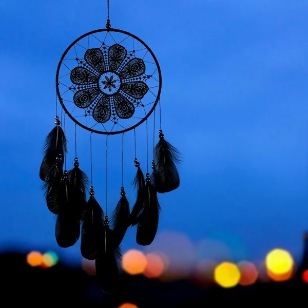 

Handmade Dream Catchers Black Feather Lace Dream catchers for Wall Hanging Boho Wedding Decorations