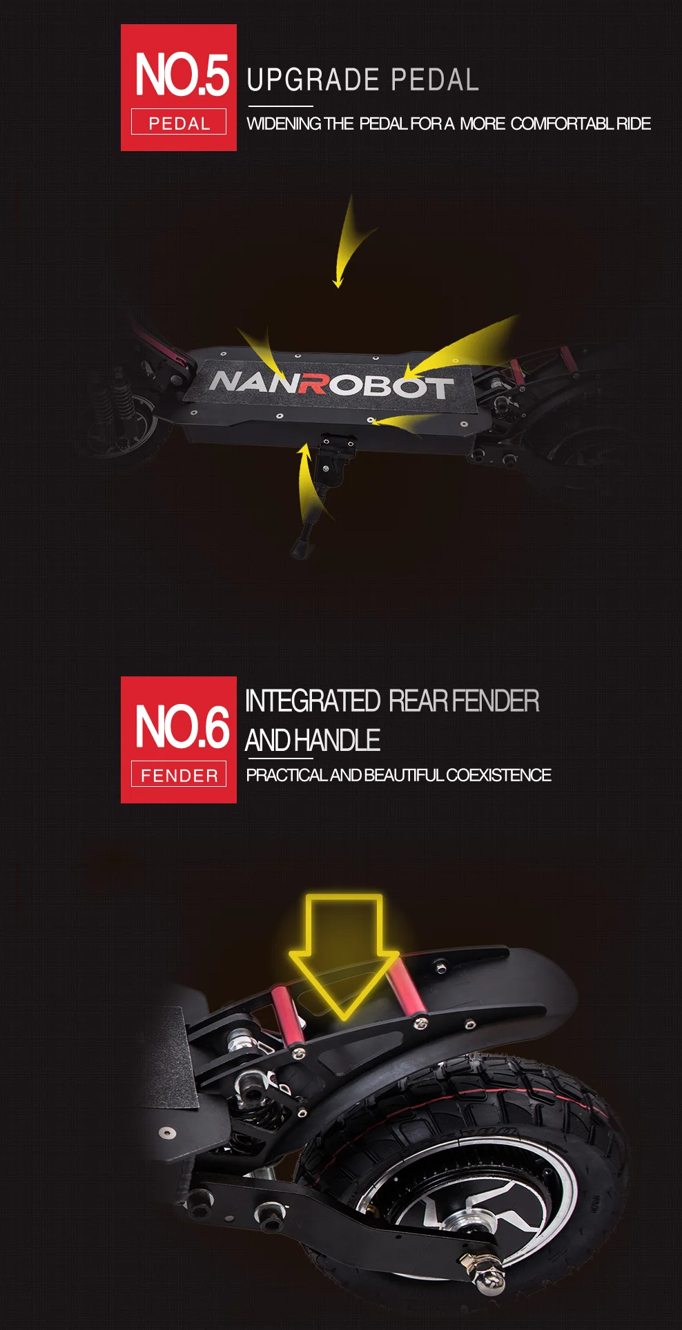 NANROBOT D4+ Модернизированный Электрический скутер для взрослых 1" 52 в 18/23. 4Ah 2000 Вт Мощный мотор 45 км/ч и 40 км/ч 2 колеса самокаты