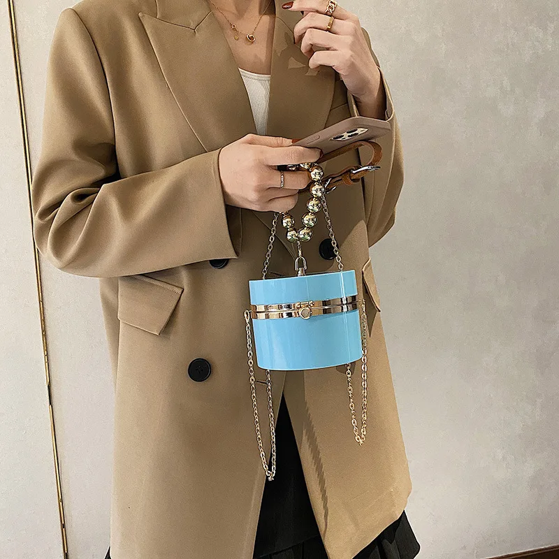Acrylic Round Purses and Handbags for Women Sequin Beaded Shoulder Chain Bag Small Crossbdoy Party Pouch Clutches | Багаж и сумки