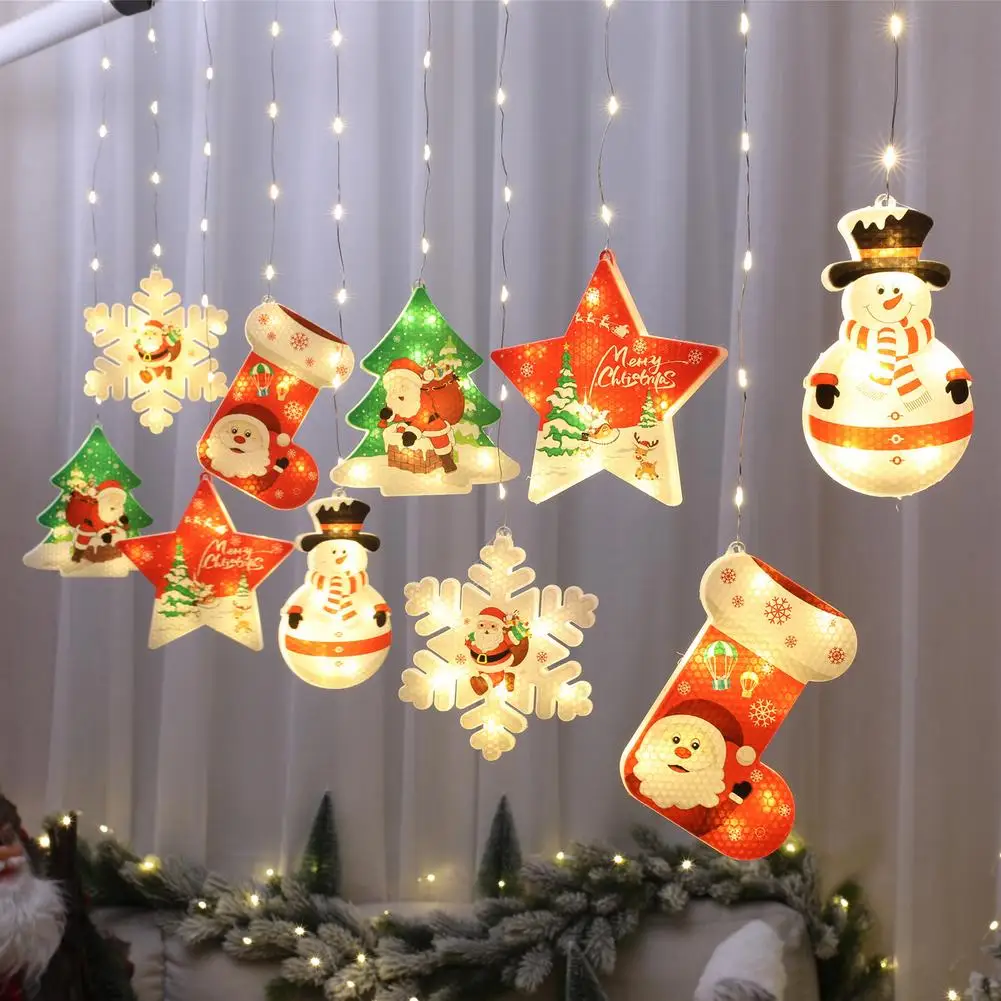 Prezzo Natale Illumina Gli Ornamenti Lanterna A LED Appeso Decorazione Della Finestra Della Stanza Verniciata Stellata Impermeabile Batteria Ghiacciolo Luce Per La Casa