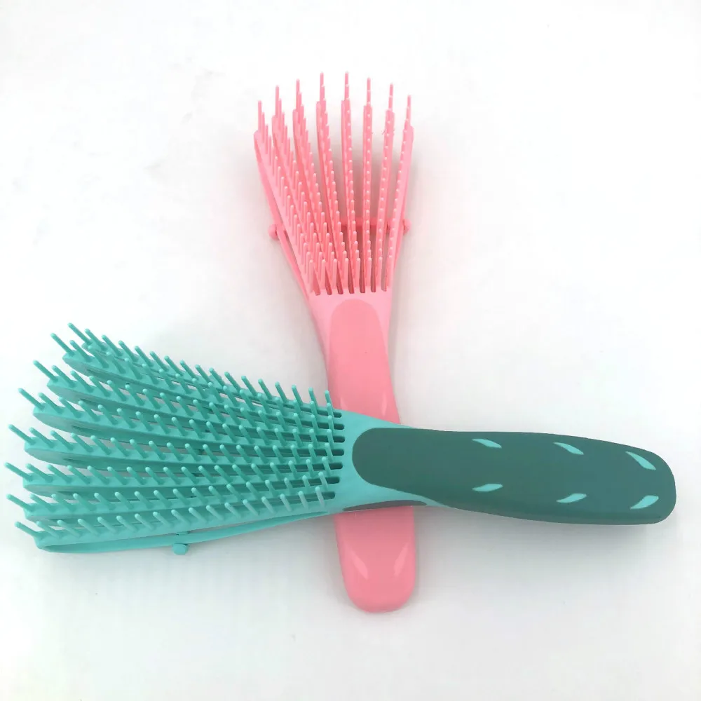 Мятно зеленая/Розовая щетка для волос массажная Расческа кожи головы Женская