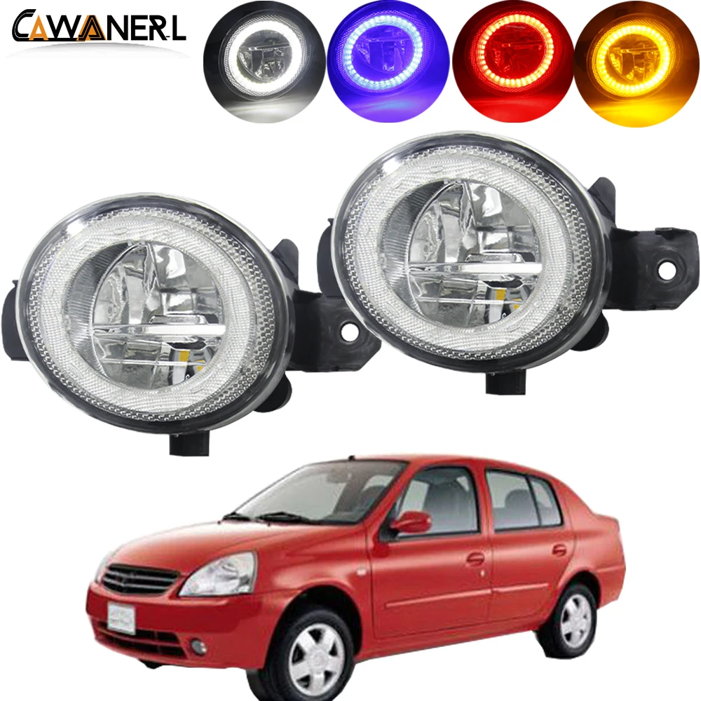 2 x Фара Angel Eye для автомобиля Nissan Platina 2002-2010 светодиодная дневная ходовая фара переднего бампера 4000LM 12V включена.