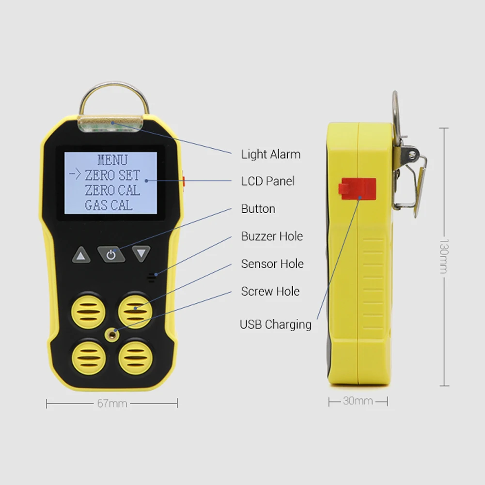 

4 In 1 Gases Detector (O2+H2S+CO+LEL) 2 Inch LCD Display Toxic Harmful Gases Detector Combustible Gases Leak Detection Sound