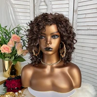 short synthetic curly wigs for black women 12 inch brown deep wave cosplay hair wig high temperature fiber yourbeauty
