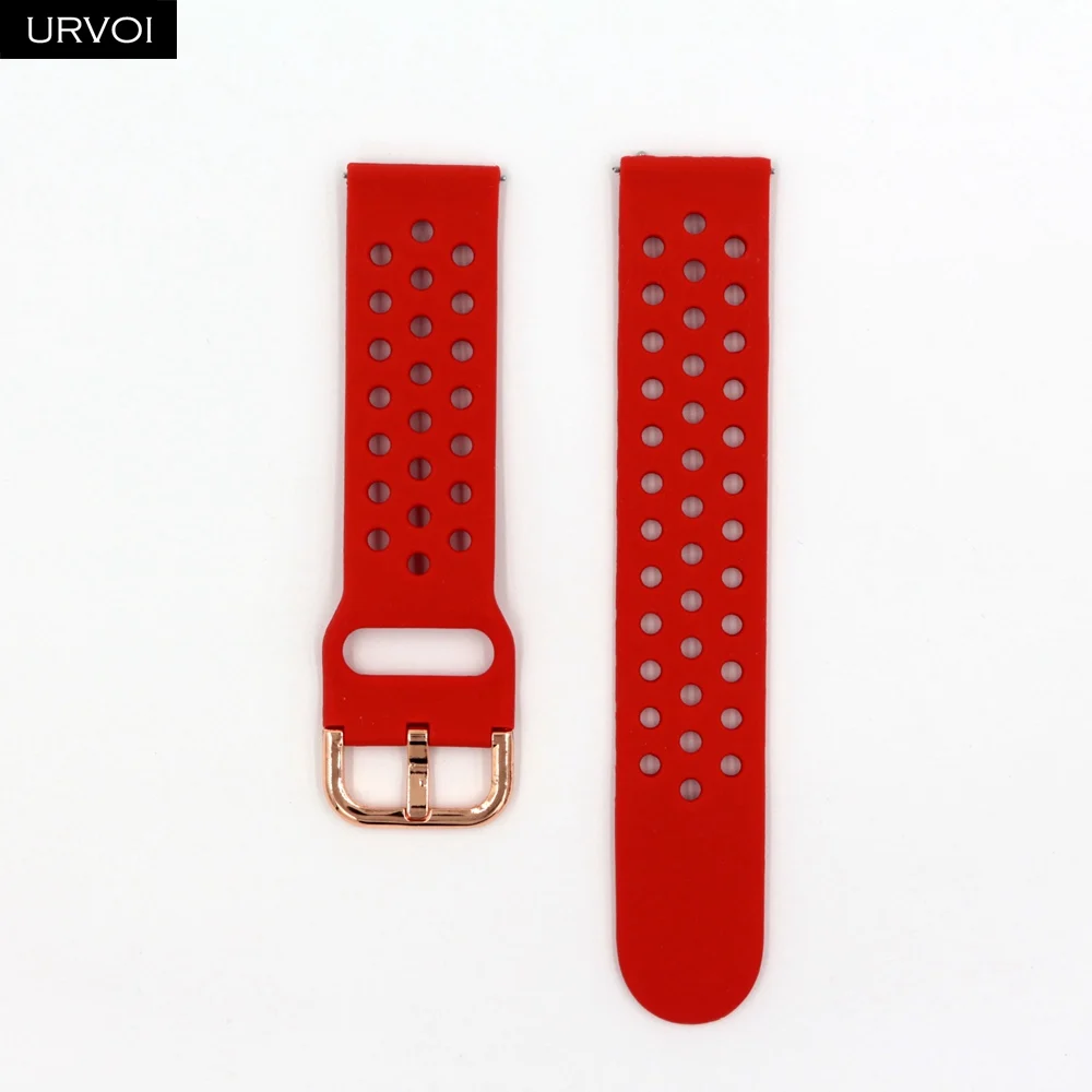 Red URVOI силиконовой лентой для Galaxy Watch Active/42/46 мм шестерни ремешок для спортивных часов для HUAWEI GT быстроразъемные контакты мягкий сменный 20/22 мм - Цвет ремешка: Red