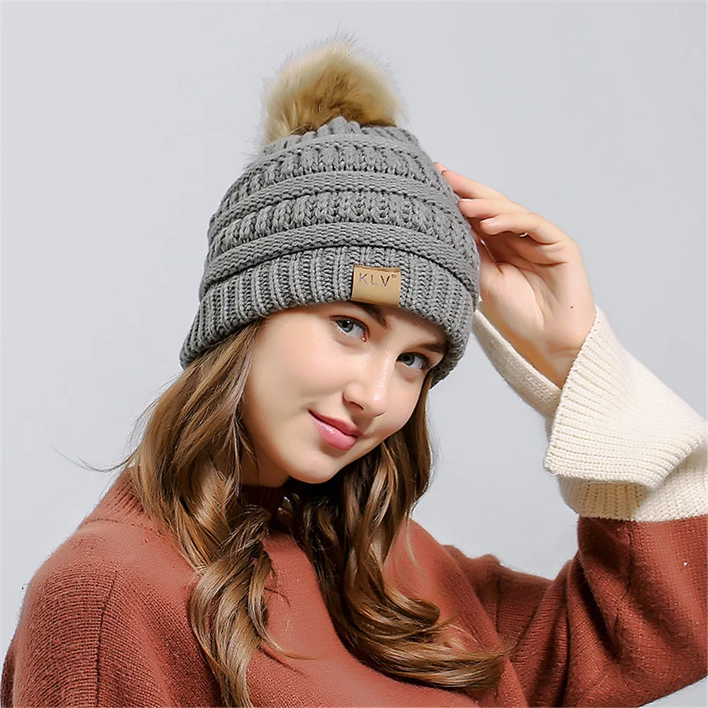 Мужские и женские теплые вязаные шапки бини мешковатые одноцветные зимние