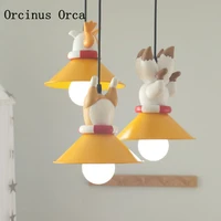 northern europe yellow animal resin chandelier boy girl bedroom childrens room lamp cartoon creative corgi dog chandelier