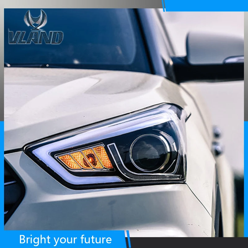 Автомобильная передняя фара для Hyundai IX25 фары 2015 2016 Bi объектив светодиодный