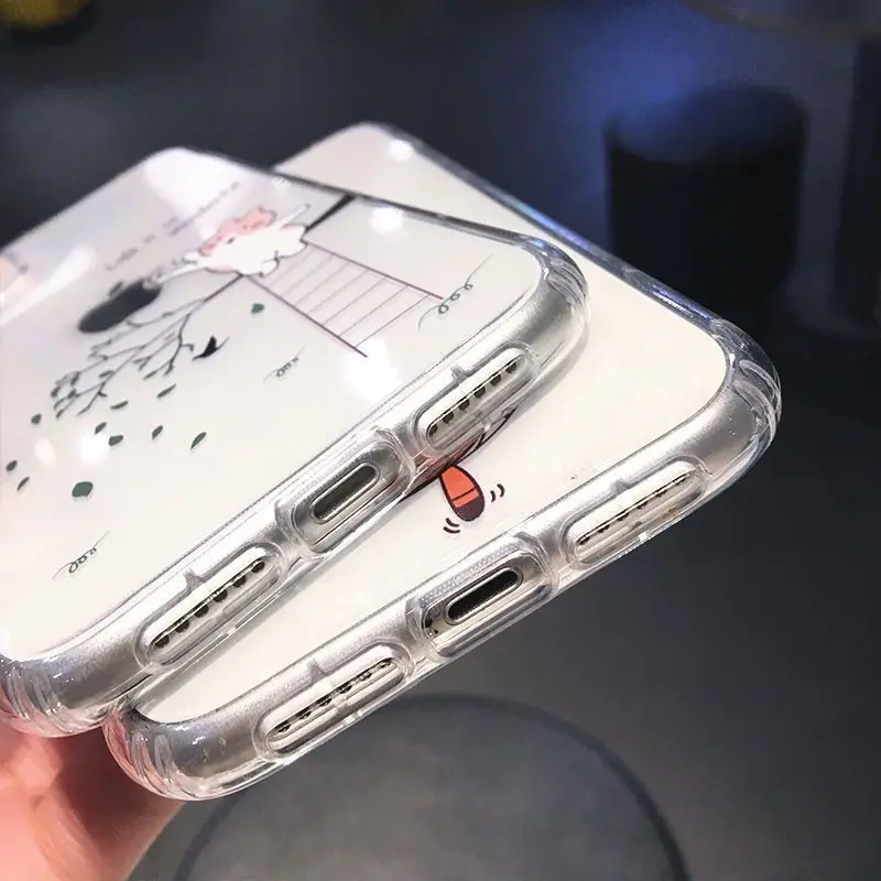 

Funny Cartoon Cat Transparen Phone Case For iPhone 12 11 Pro Max X XR XS Max 7 8 Plus Mini Soft Silicone Clear Back Cover Coque