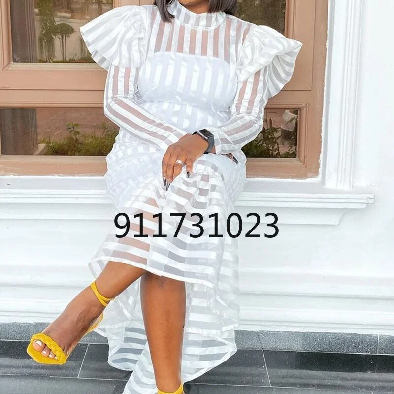 Белое Африканское платье для женщин Новинка лета 2021 с длинным рукавом