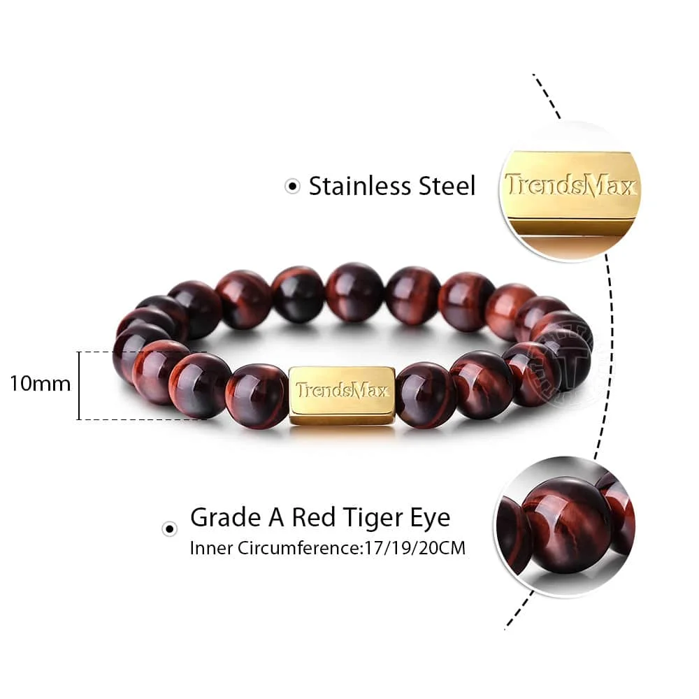03 Red Tiger Eye 10 мм растягивающийся браслет из натурального камня с бусинами для мужчин и женщин, серебро 925 пробы, камень лавы, Орел, тигровый глаз, эфирное масло, гравировка, подарок TBB016 - Цвет камня: 03 Red Tiger Eye