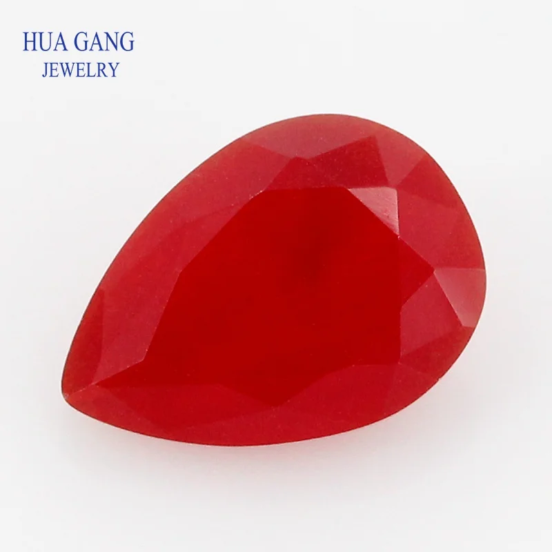 

2x3~15x20mm Red Matte Bottom Pear Shape Loose Glass Beads Synthetic Gems For Jewelry Wholesale Free Shipping