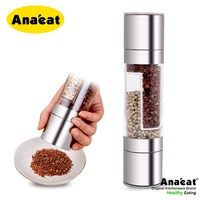 anaeat 1pc 2 in 1 seasoning grinding stainless steel manual pepper grinder salt pepper mill grinder kitchen tools
