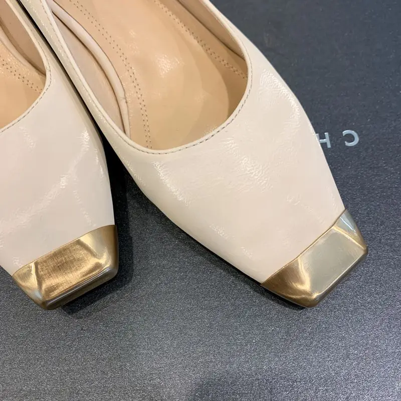 

ALLBITEFO golden square toe mixed colors Microfiber genuine leather insole high heel shoes fashion leisure women heels shoes