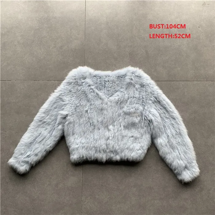 QC01 Женский натуральный мех кролика жилет/куртки кролик вязаный зимний теплый жилет - Цвет: sky blue