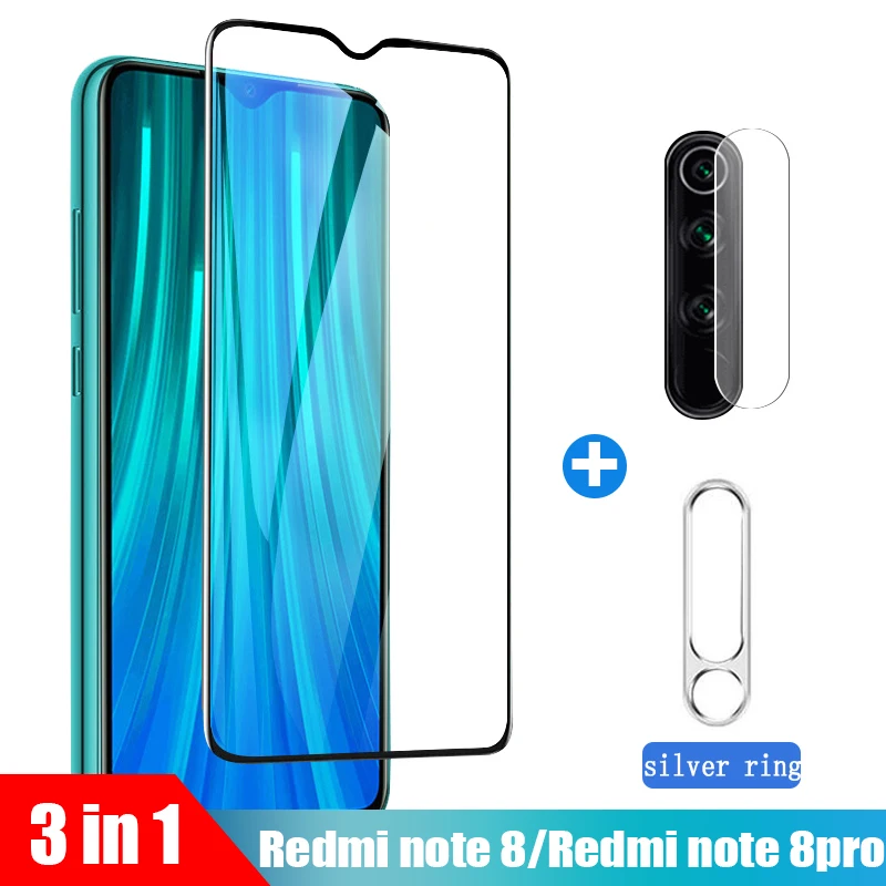 3 в 1 закаленное стекло для Xiaomi Redmi note 8 note8 pro пленка объектива и кольцо Стекло