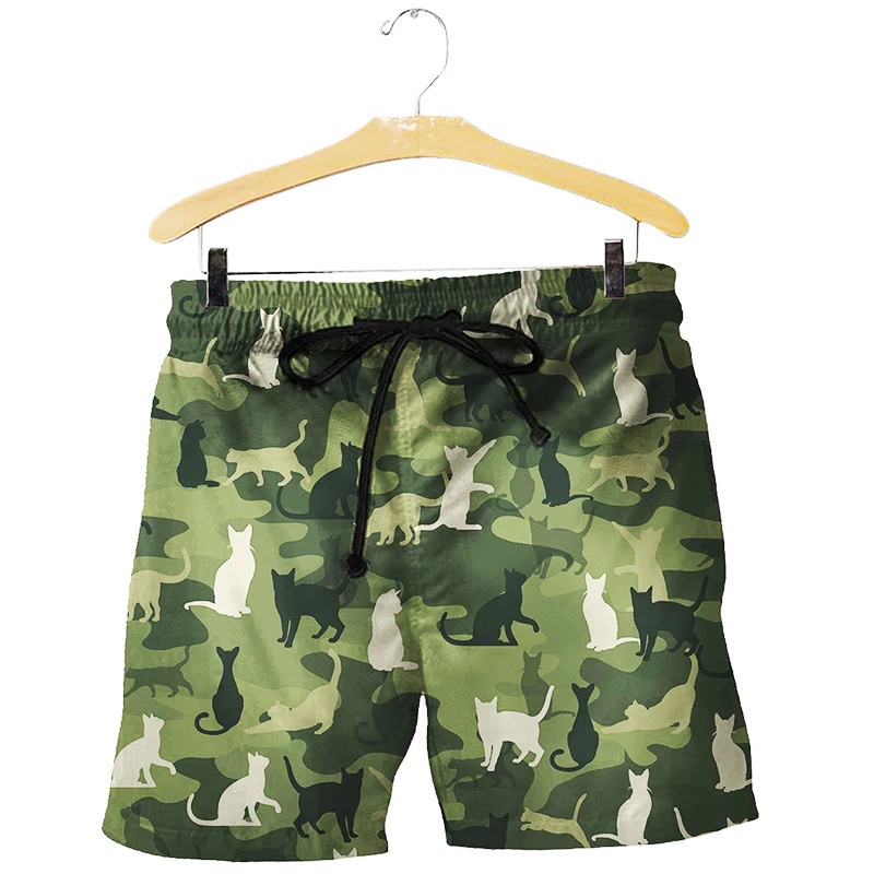 Summer Fashion Beach 3D Men Print Shorts Brand Clothing Camouflage Cat Goat Dog Pattern Funny Shorts Casual S-7XL