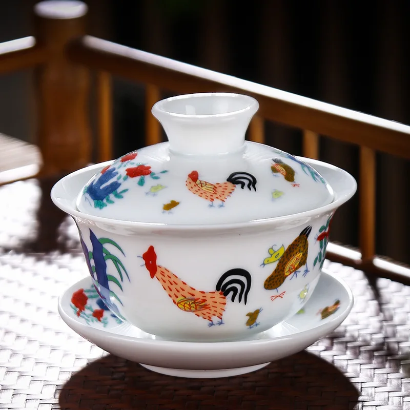 Имитирующий династию мин, чайный сервиз gai wan, китайские чайные наборы из костяного фарфора, чайный фарфоровый сервиз Dehua gaiwan для путешествий...