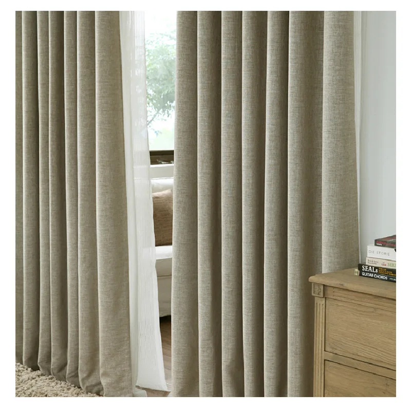 

Simple And Modern Blackout Curtains Pure Color Imitation Linen Curtains Custom For Living Room Bedroom