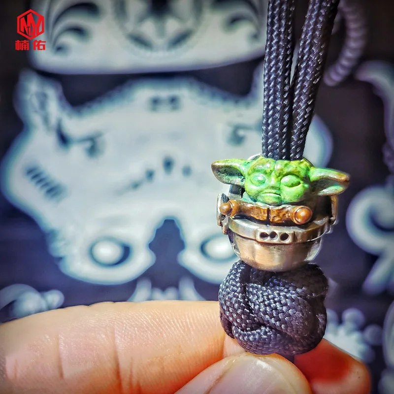 

EDC Tools Bronze Paracord Knife Beads Star Wars Yoda Umbrella Cord Accessories Brass Pendant