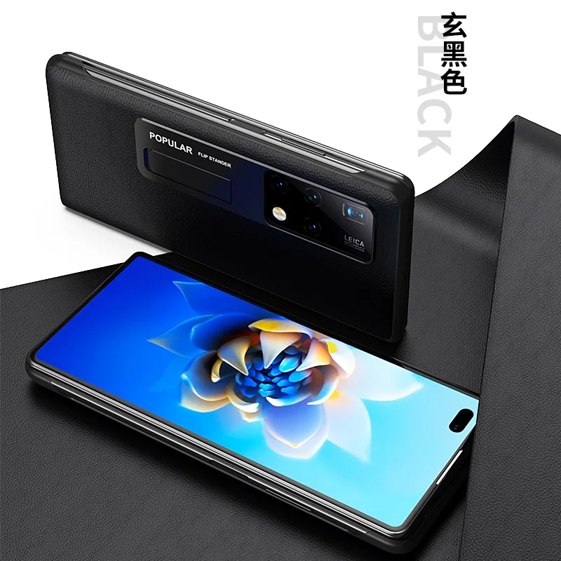 

New TECH Hidden Bracket Smart Window Genuine Leather Case For Huawei Mate X2 5G Case For Huawei Mate X2 Case Kickstand Case