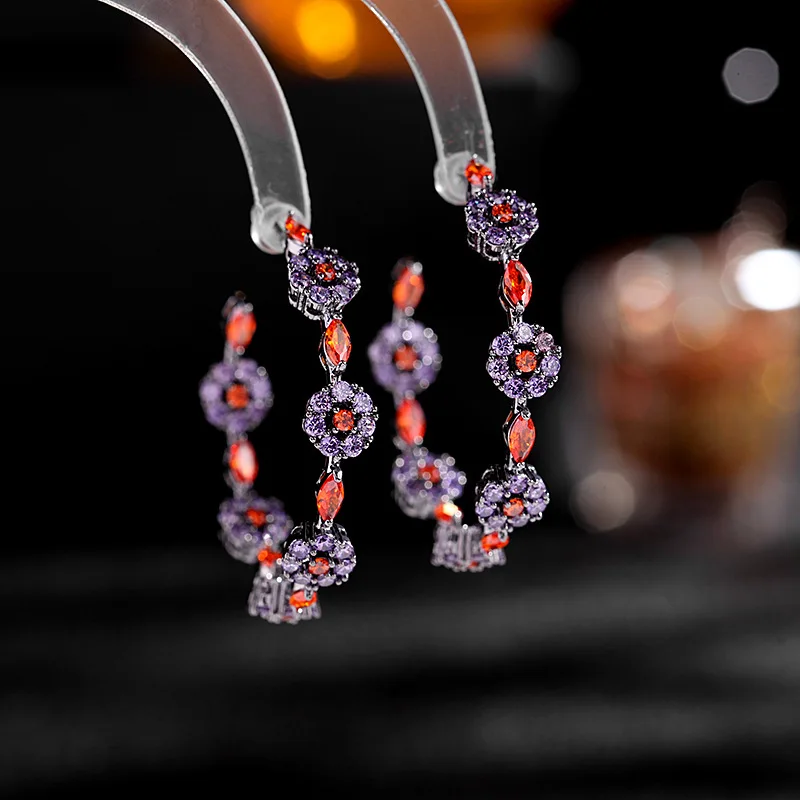 

Colorful CZ Stone Circle Earrings 925 Silver Pin Designer Statement Stud Earring Women Trend Simple Geometric Earrings