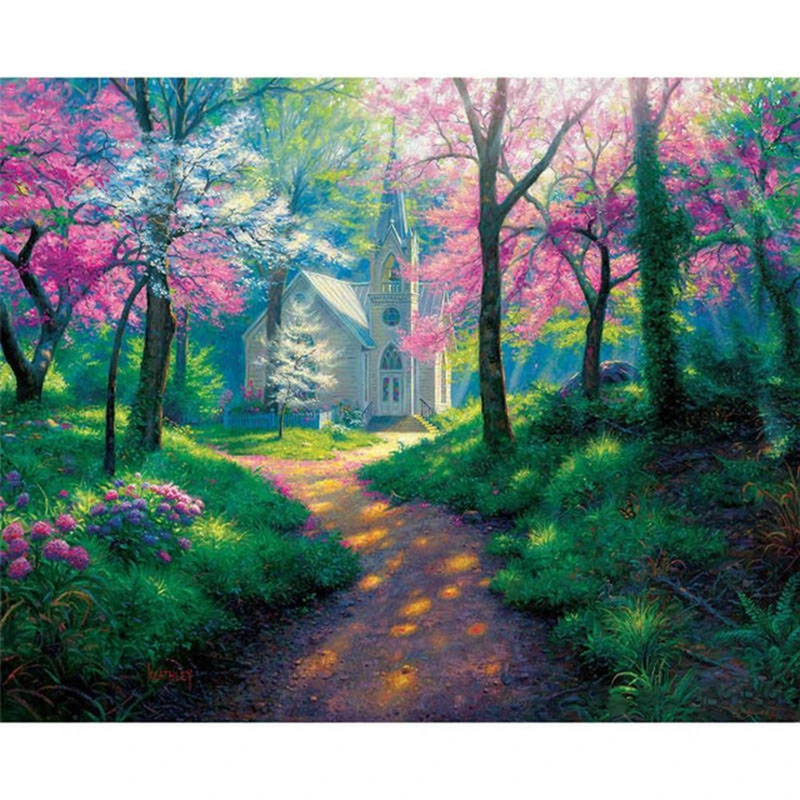 

5D DIY Poured Glue Diamond Painting Kits Landscape Full Round With AB Drill Frameless Home Decor Embroidery Mosaic Unique Gift