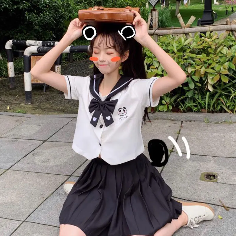Японский костюм униформы JK для женщин мягкий женский с милой вышивкой панды