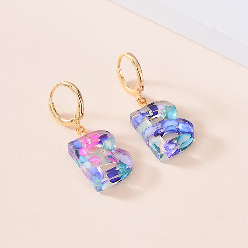 

Colorful Resin Letter Dangle Earrings Cute Drop Earrings for Women Girls Fashion Creative Jewelry 26 English Letter Initial