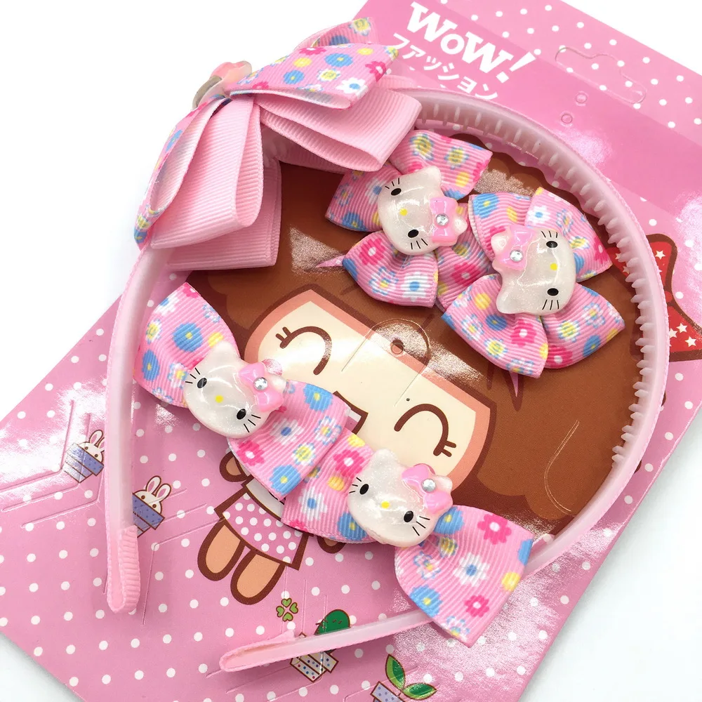 Бесплатная доставка 5 шт./компл. Hello Kitty Детская повязка на голову для девочек