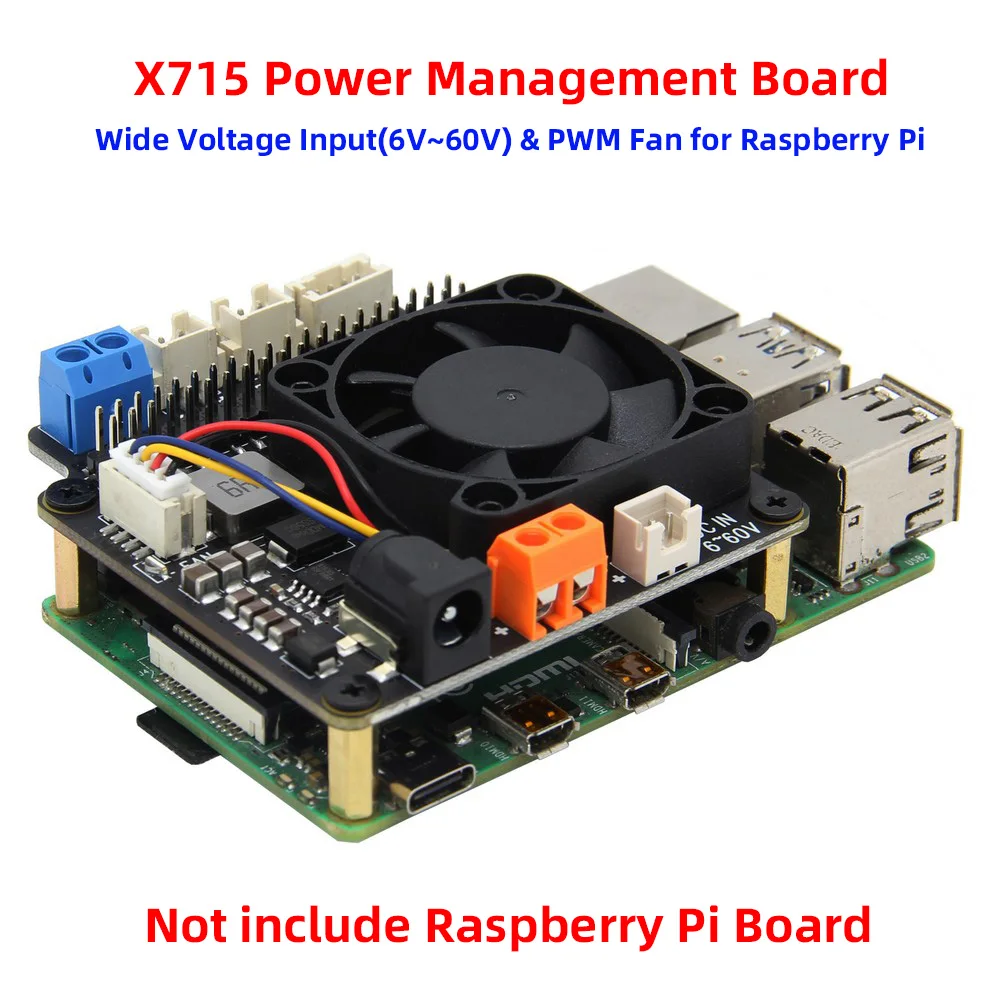 Плата расширения управления питанием Raspberry Pi X715 с широким входным напряжением (6 В