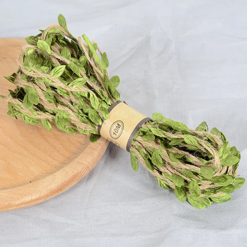 10 м/лот искусственный листок натуральный гессийский джутовый шпагат лента из