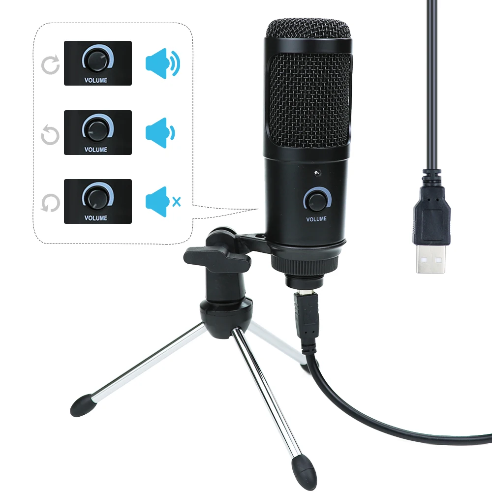 usb condenser recording microphone for pc laptop youtube video chat gaming podcast studio usb professional microphone with stand free global shipping
